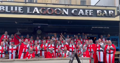 Bristol Rovers fans don fancy dress for St George's Day