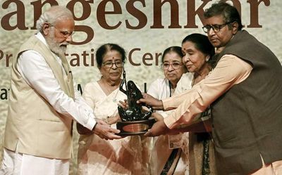 PM Modi receives Lata Mangeshkar Award