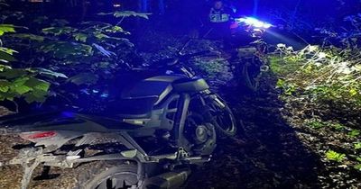 Two stolen motorbikes found in woods after yob riders reported