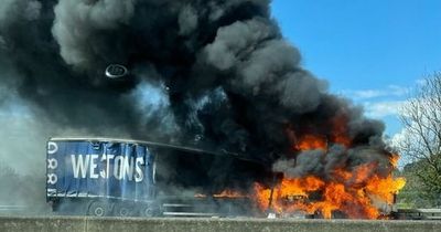 Lorry explodes into 'massive' fireball on M5 causing traffic chaos and road closures