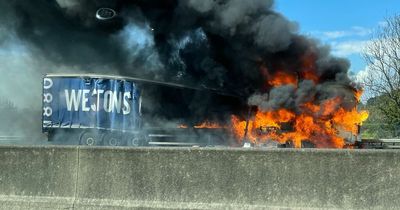 Cider lorry 'explosion' closes major motorway