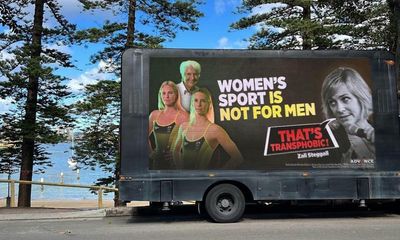 AOC and Swimming Australia threaten legal action over billboards claiming ‘women’s sport is not for men’