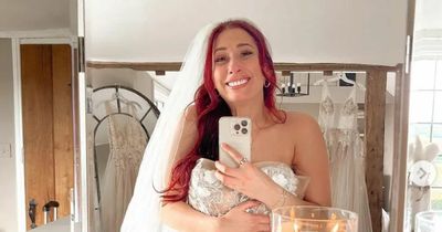 Stacey Solomon in tears while wearing wedding dress and veil after 'putting off' search for dress for big day