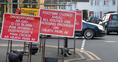 The roadwork signs on a Cardiff junction that's left it a confusing mess