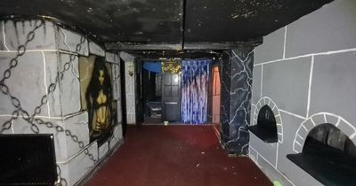 Inside abandoned swingers club with grimy torture dungeon and decaying 'playrooms'