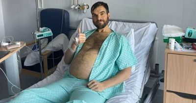 Dad 'feels pregnant' after stomach swells to size of beach ball