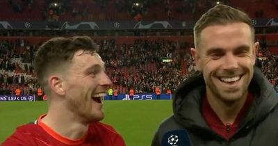 Jordan Henderson's priceless reaction as he's told on camera his opener was an own goal