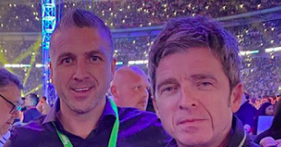 Scots gangster Robert Kelbie poses for selfies with Noel Gallagher at Tyson Fury title fight
