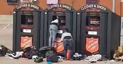 Sadness after video shows people rifling through charity bins in Manchester