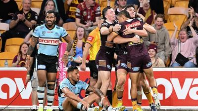 Kotoni Staggs shines as Brisbane pull off Lang Park ambush on high-flying Cronulla