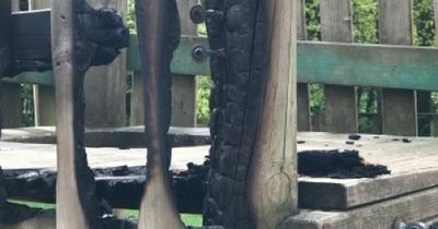 'Thugs' set fire to climbing frame in Cardiff playground causing thousands of pounds worth of damage