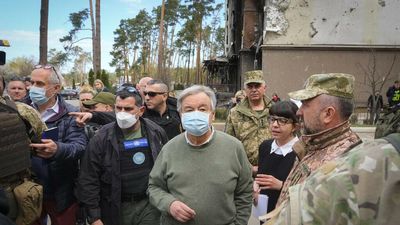 Two blasts hit Kyiv as UN chief visits