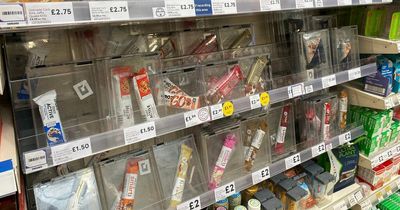Tesco shopper baffled to find £3 eyelashes and £1.50 protein bars in security cases