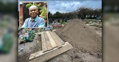 Widow in tears after 'disrespectful' diggers dump 5ft of soil on dad-of-five's grave