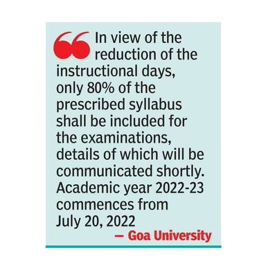 Now, Goa University curtails syllabus, new academic year to start earlier