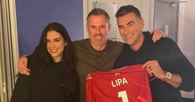 Jamie Carragher links up with Dua Lipa as star sends 'anthem' message to Liverpool fans