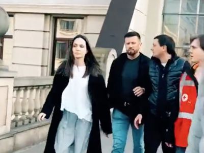 Angelina Jolie taken to safety amid air-raid siren during visit to Ukrainian city of Lviv