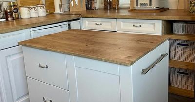 Mum uses bargains from B&M to turn baby changing unit into kitchen island for £33