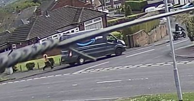 Brazen thieves drive off in Amazon van full of parcels as driver chases them through Leeds village