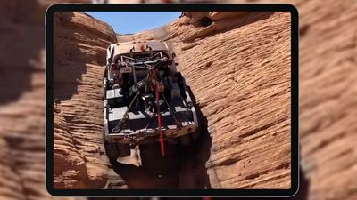 Dually Chevrolet Tow Truck Climbs Vertical Rock In Utah With Ease