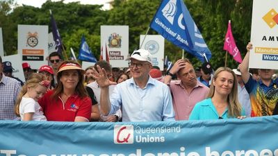 Federal election: Anthony Albanese marches in Labour Day parade in Brisbane as Scott Morrison attends Eid service in Sydney