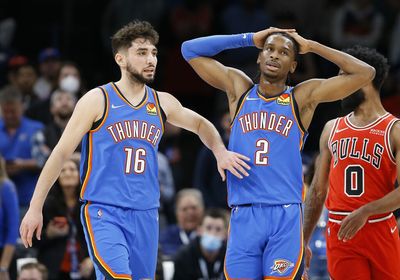 A list of all the two-man Thunder lineups with a positive net rating