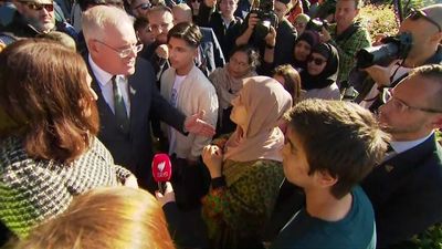 Prime Minister Scott Morrison confronted at Parramatta Eid event by Afghan woman pleading for family's rescue