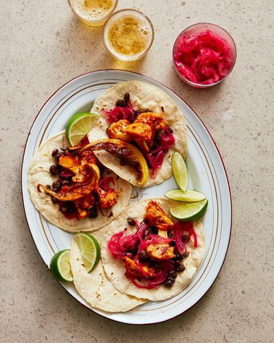 Thomasina Miers’ recipe for quick-roast cauliflower with pink pickled onions