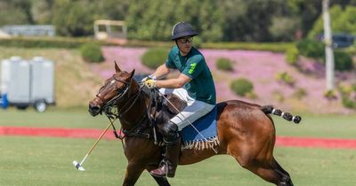 Prince Harry shown beaming in game with 'David Beckham of polo' as Meghan Markle cheers