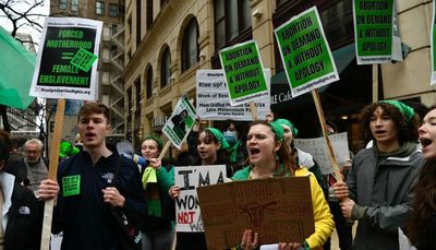 Protesters downtown demand protection of abortion rights