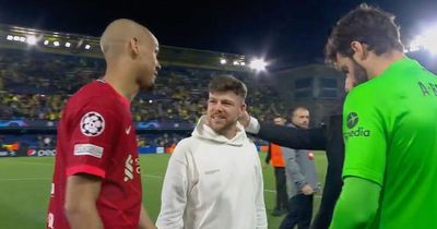 Alberto Moreno's gesture to Liverpool players and Virgil van Dijk at full-time