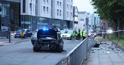 Car 'written off' and traffic light destroyed in city centre crash