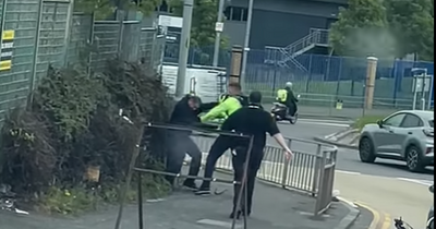Shock footage shows cyclist and driver trade blows during angry rush hour fight in Glasgow