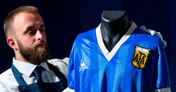 Maradona's 'Hand of God' shirt fetches $9.3M at auction, a sports  memorabilia record