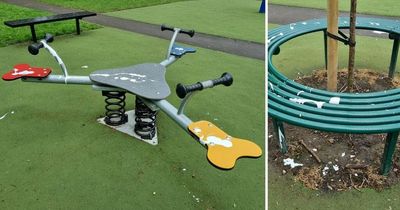 Vandals target playground by 'spreading' white paint all over play area