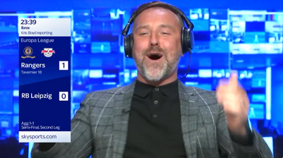Watch Kris Boyd's wild on-air Sky Sports celebration during Rangers vs RB Leipzig