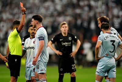 Aaron Cresswell’s early red card sends West Ham to Europa League semi-final heartbreak at Eintracht Frankfurt