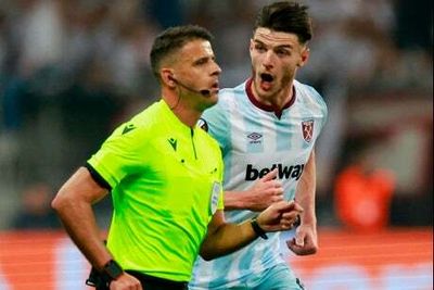 Declan Rice claims referee was ‘against’ West Ham in Eintracht Frankfurt defeat