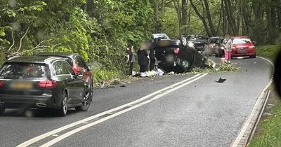 Car flips onto roof in horror crash on busy Scots road causing rush hour chaos in Fife