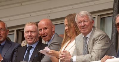Sir Alex Ferguson pictured with Paul Scholes and Nicky Butt at Chester Races