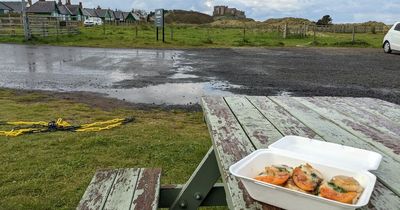 The unique food stall offering the freshest seafood with a gorgeous view of Bamburgh Castle