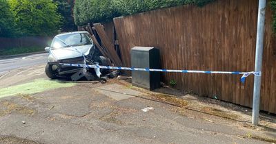 Villagers hear 'big bang' as car crashes into fence on 'manic' road in Burton Joyce