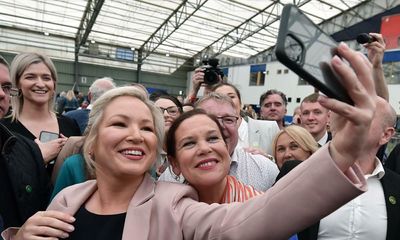 ‘A lifetime waiting for this day’: crowds celebrate historic Sinn Féin victory