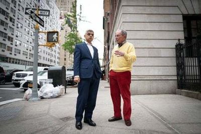 Sadiq Khan meets with ex-New York mayor Michael Bloomberg at start of US tour