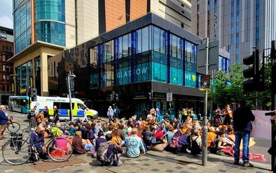 Campaign group Just Stop Oil stage protest in Glasgow city centre