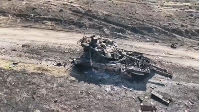 VIDEO: Bits And Pieces: Ukrainian Defenders Destroy Russian T-90 Tank