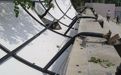 Gusty winds damage shelter at newly constructed stadium in H.S.R. Layout