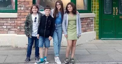 Emmerdale's April actress joins lookalike siblings for filming on Coronation Street