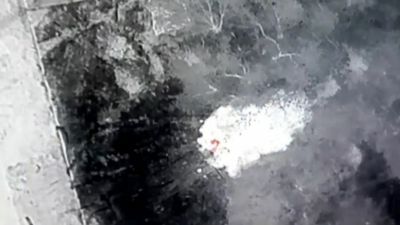 VIDEO: Bombs Away: Ukraine Drone Attacks Russian Armored Vehicles