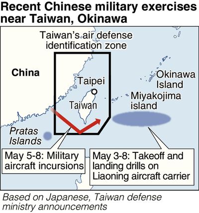 Chinese air incursions, naval drills alarm Japan, Taiwan